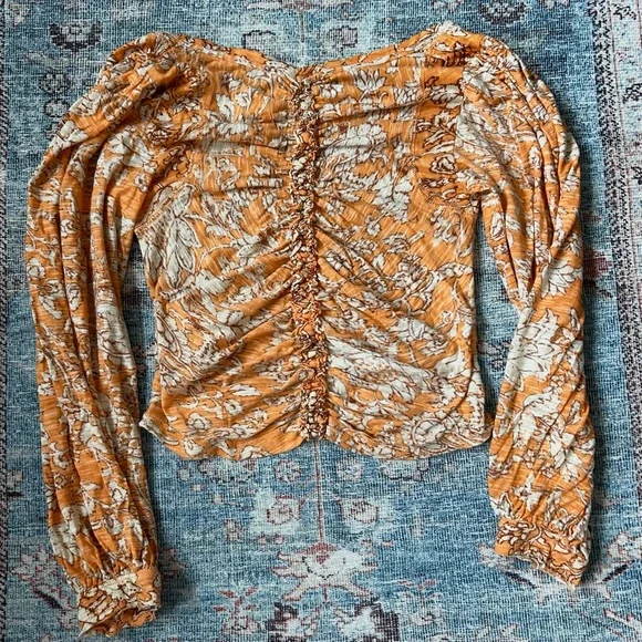 Free people say the word blouse in orange | size small - Picture 2 of 5
